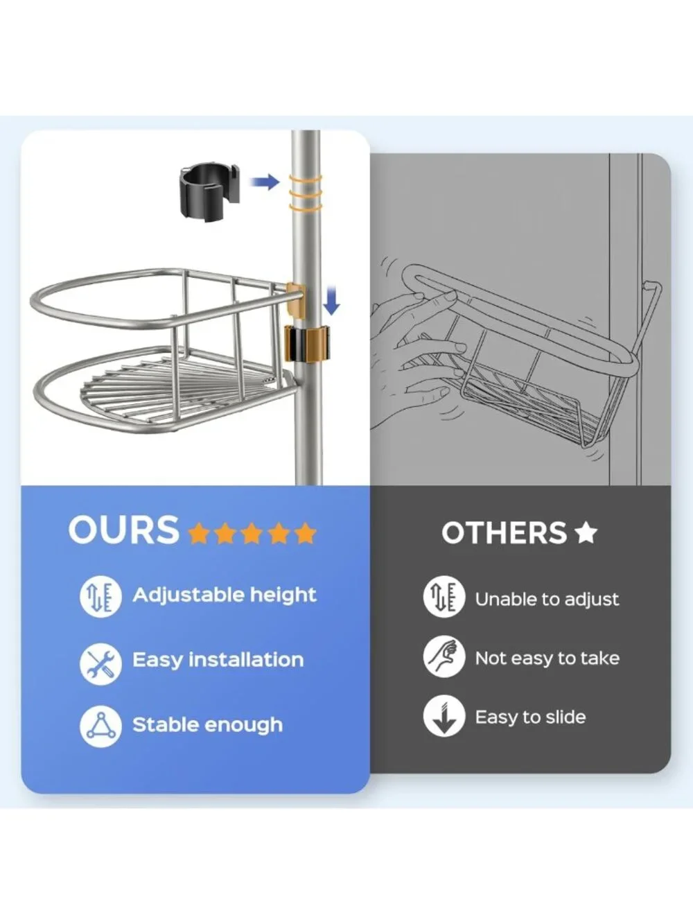 4-Tier Rustproof Shower Caddy Tension Pole - Adjustable No-Drill Bathroom